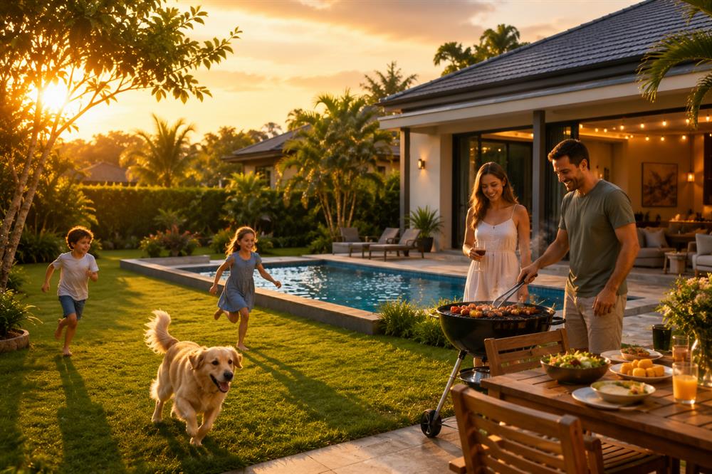 Pet-friendly family homes with gardens, outdoor spaces, and private living environments in Pattaya.